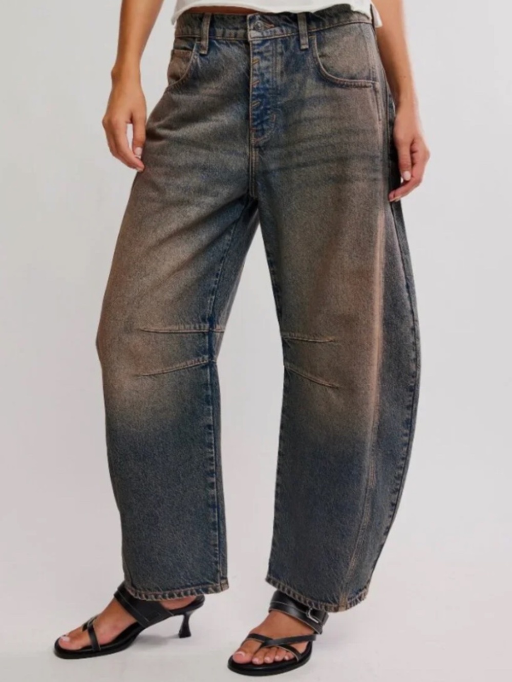 Free People "We the Free" Good Luck Mid-Rise Barrel Jeans Size 24